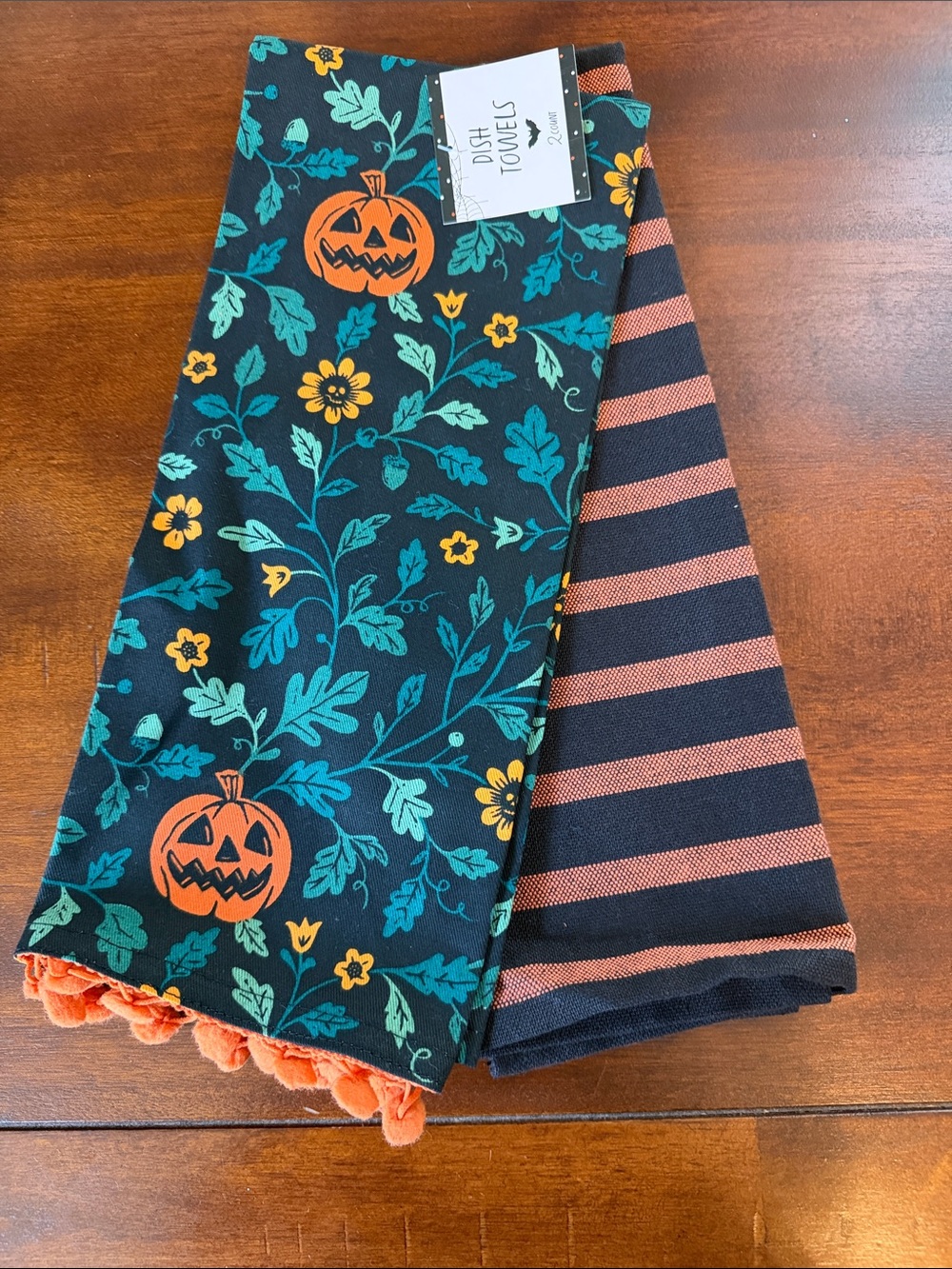 Pumpkin Posy Halloween dish towels New set of two
